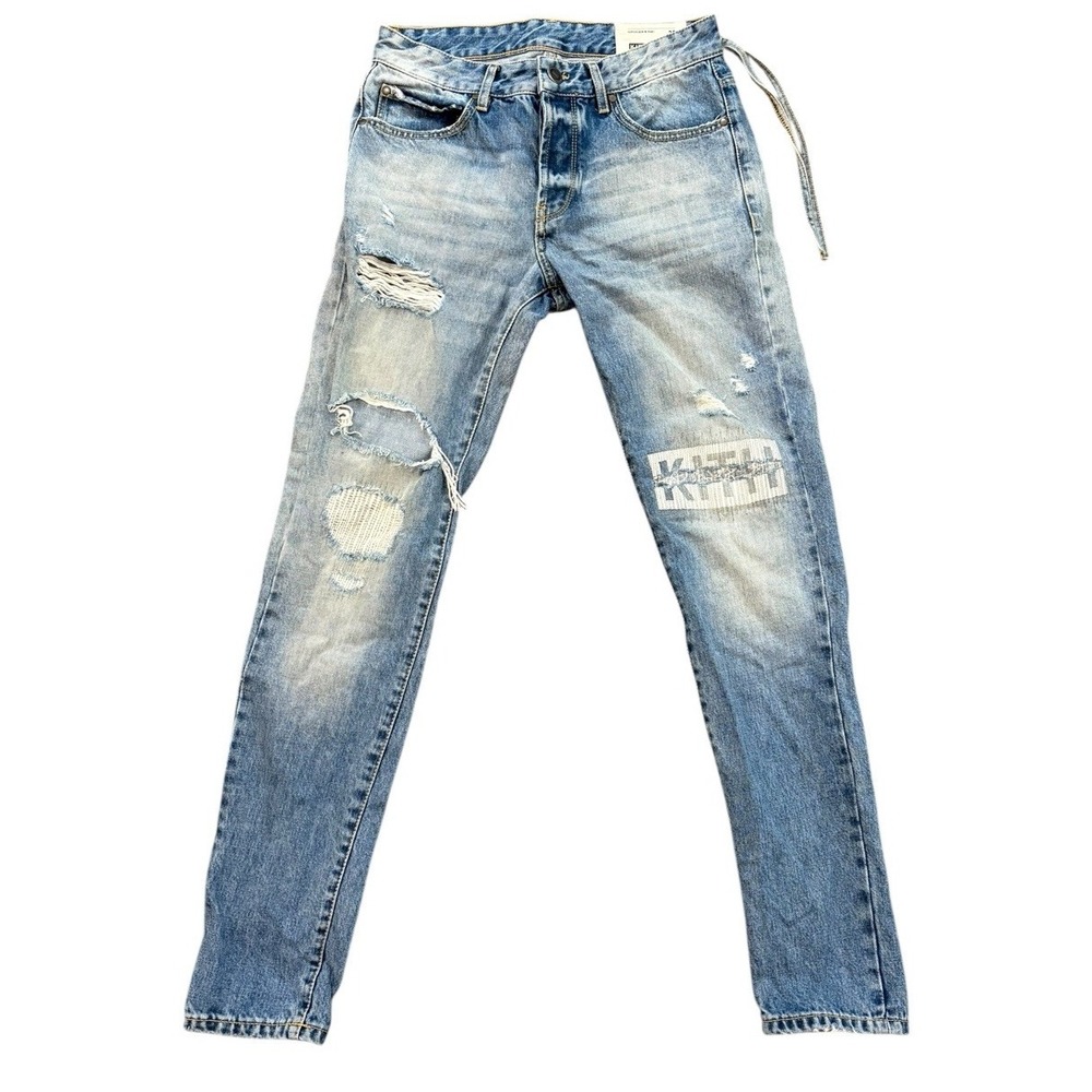 Kith Light Blue Distressed Straight Jeans